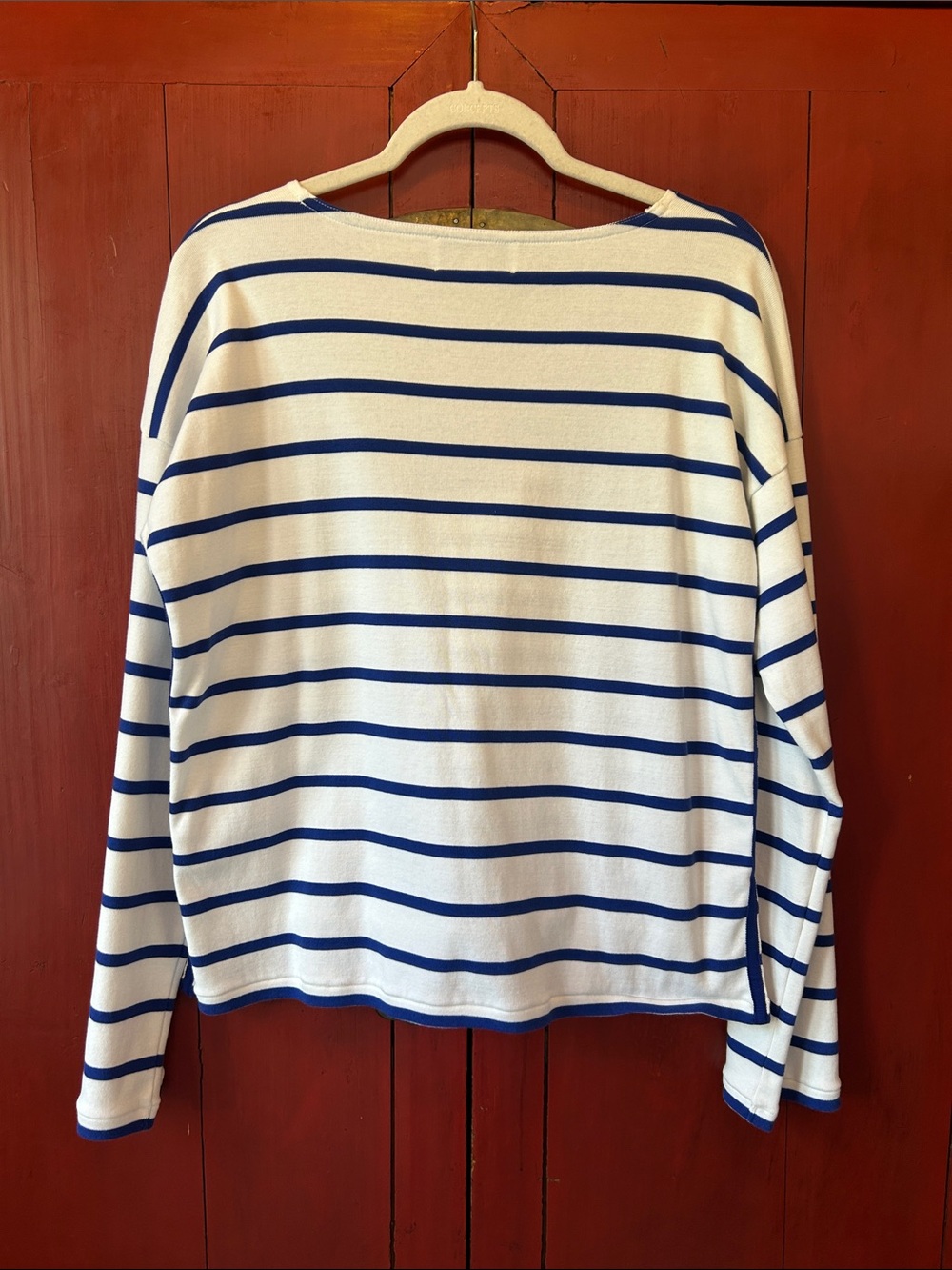 La Ligne Long Sleeve Breton Tee, Cobalt Blue/Ivory, Size Large - Picture 5 of 10